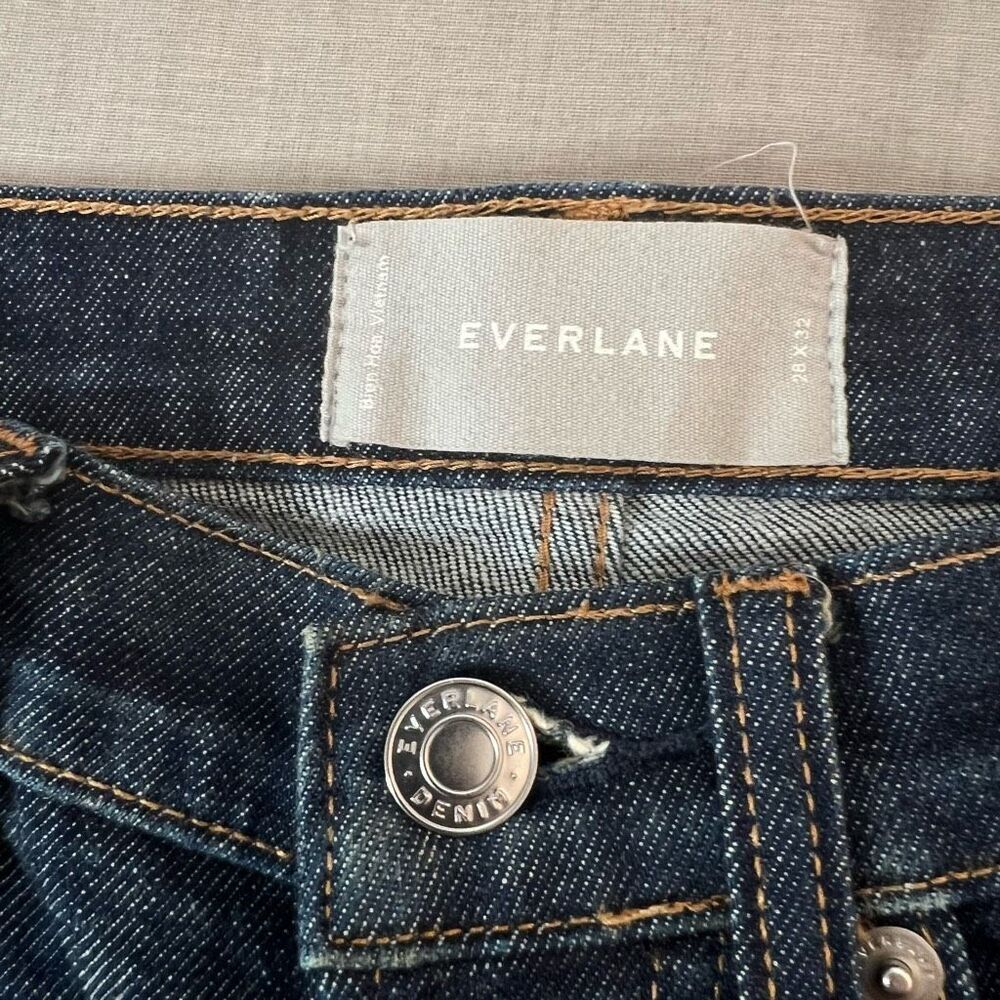 Everlane Black Cuffed Hem Dark Wash Slim Fit Jeans Size 28 X 32 - Picture 9 of 11
